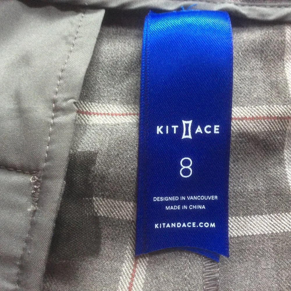 Kit & Ace Go To Gray Plaid High Waist Classic Trousers Size 8 - Picture 2 of 6